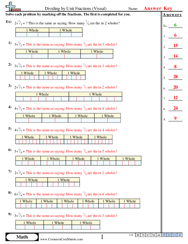  - Dividing By Unit Fractions (Visual) worksheet